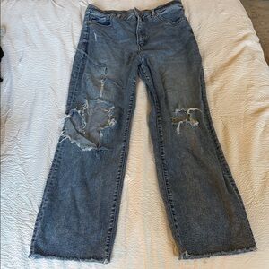 Express Blue Distressed Boyfriend Jeans